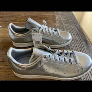 Silver Adidas Stan Smiths